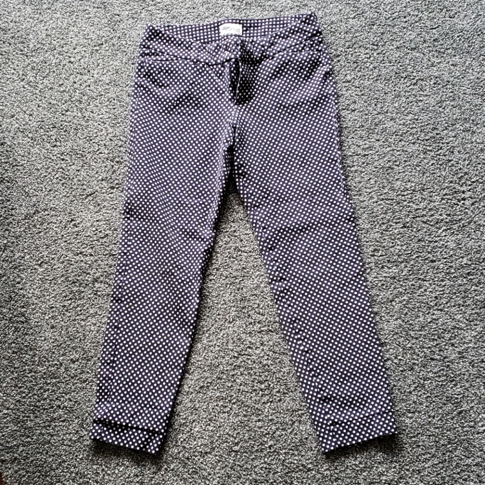 Blue and white polka dot slacks